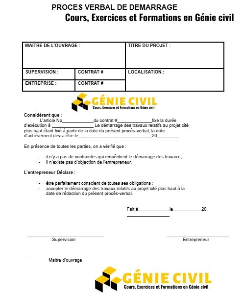 Procès-Verbal de Démarrage : Modèle Prêt à Télécharger