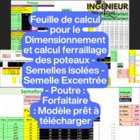 Feuille de calcul pour le Dimensionnement et calcul ferraillage des poteaux - Semelles isolées - Semelle Excentrée - Poutre : Forfaitaire
