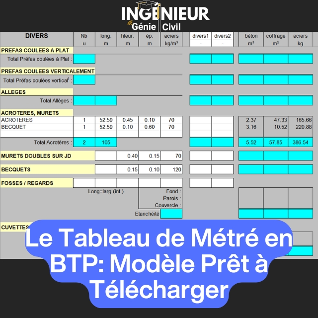 Le Tableau de Métré en BTP: Modèle Prêt à Télécharger