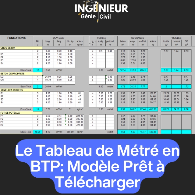 Le Tableau de Métré en BTP: Modèle Prêt à Télécharger