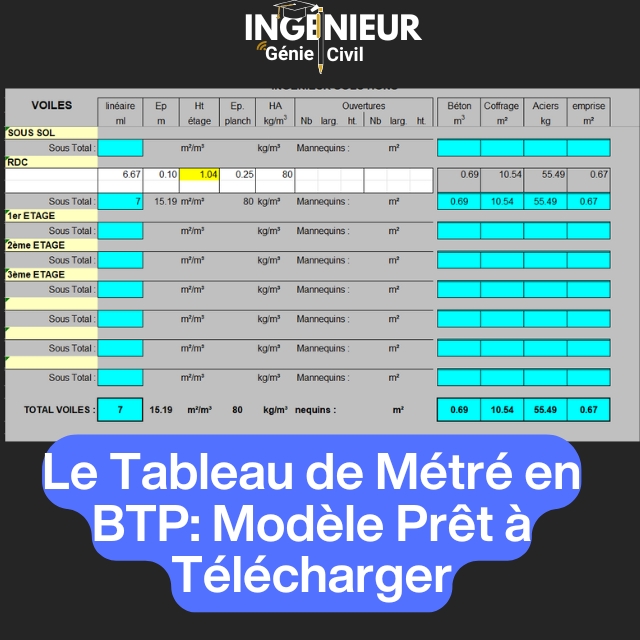 Le Tableau de Métré en BTP: Modèle Prêt à Télécharger