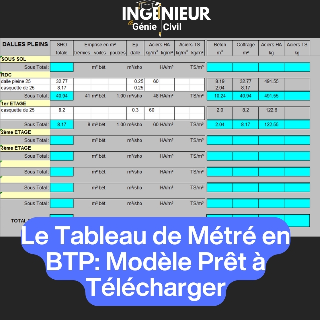 Le Tableau de Métré en BTP: Modèle Prêt à Télécharger