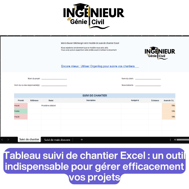 Tableau suivi de chantier Excel : un outil indispensable pour gérer efficacement vos projets
