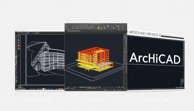 Comparaison des interfaces d'AutoCAD, Revit et ArchiCAD pour projets BTP