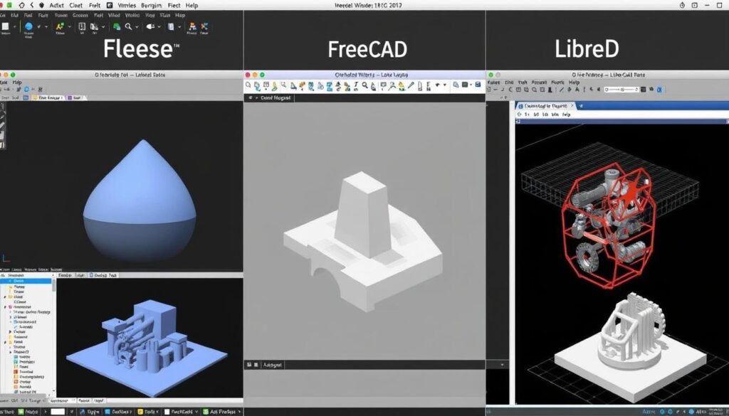 Comparaison visuelle des interfaces de Blender, FreeCAD et LibreCAD Comparaison visuelle des interfaces de Blender, FreeCAD et LibreCAD