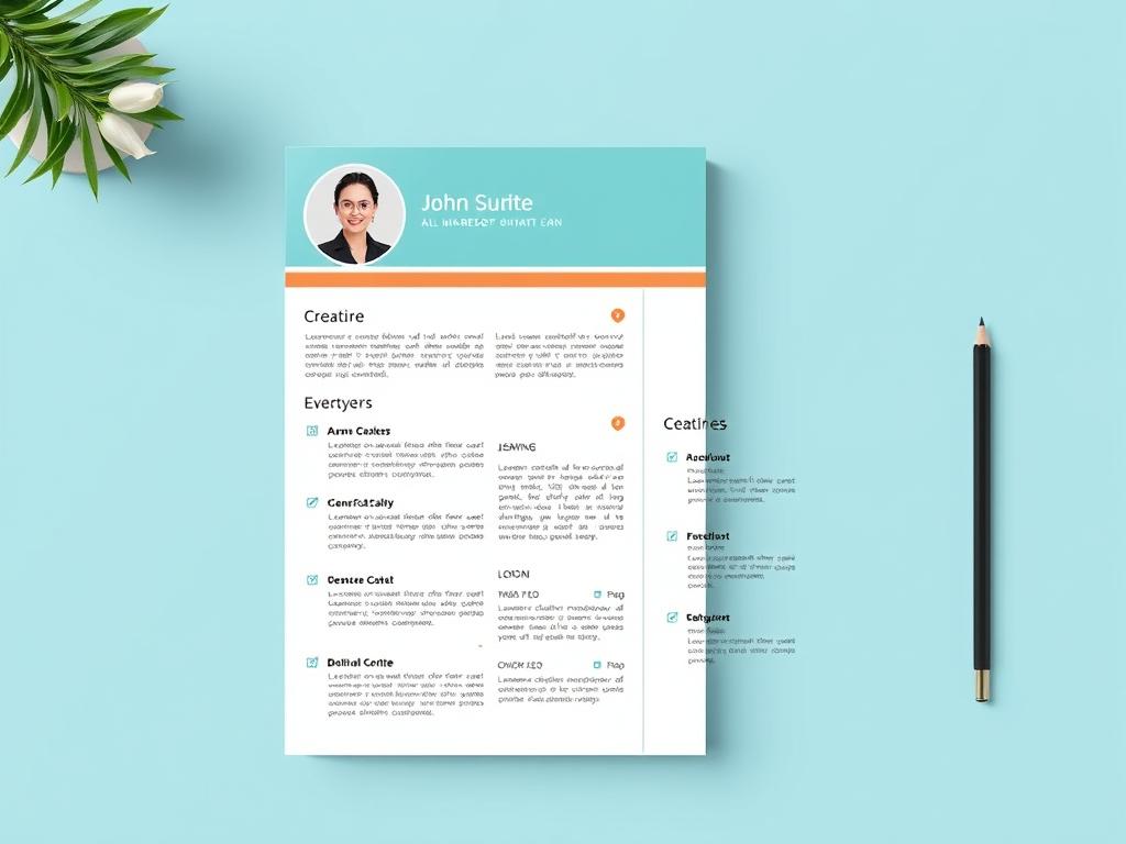 Creative CV template with color accents for Word in English