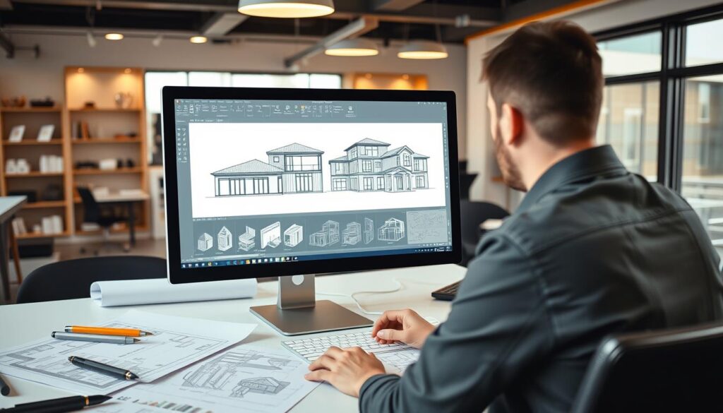 Créez une image représentant un architecte utilisant AutoCAD Architecture