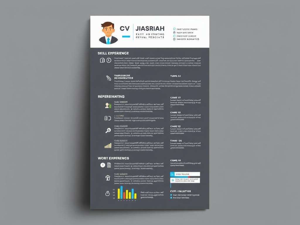 Infographic CV template Word format with visual elements in English