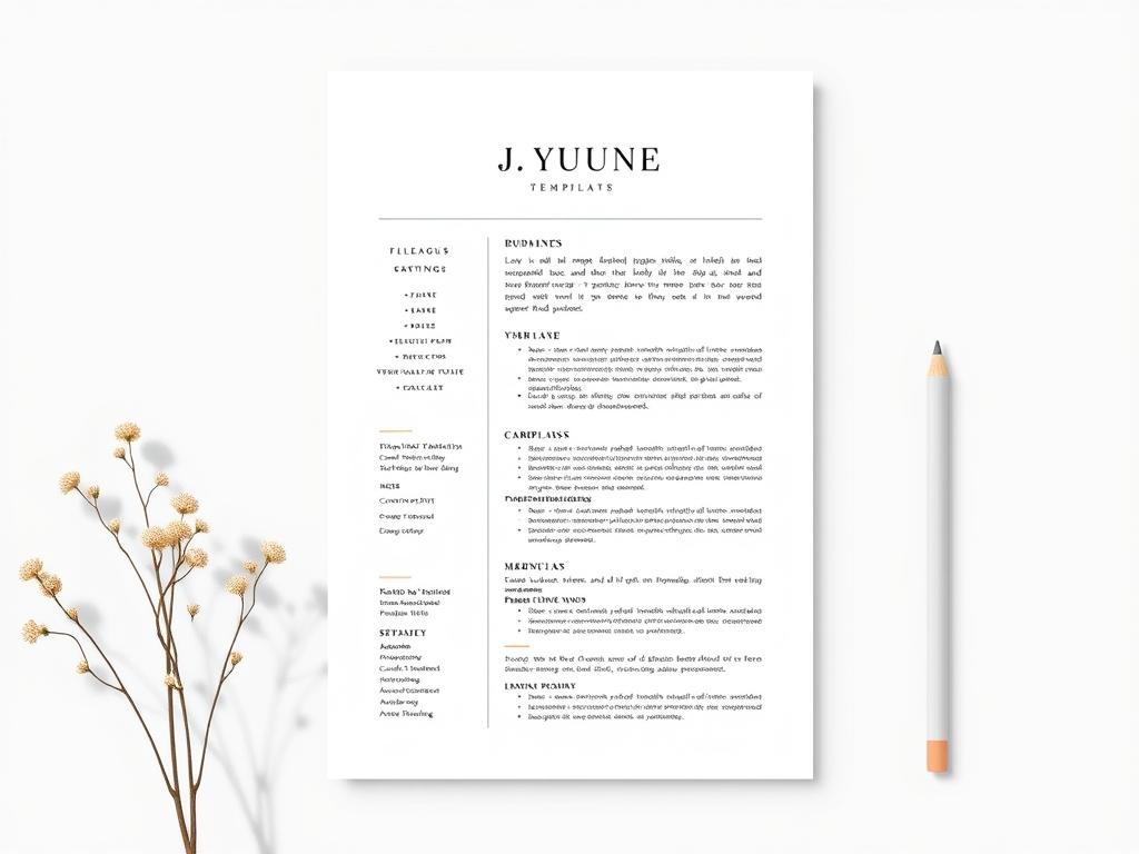 Minimalist CV template Word format with elegant typography in English