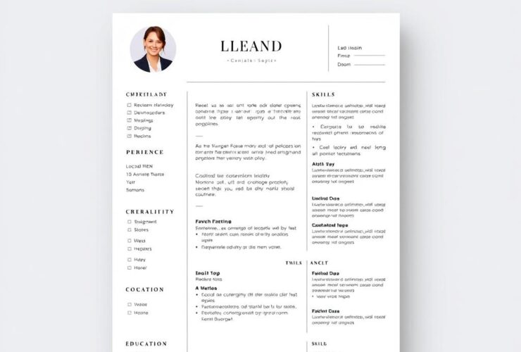 Minimalist CV template for Word with clean layout and professional design