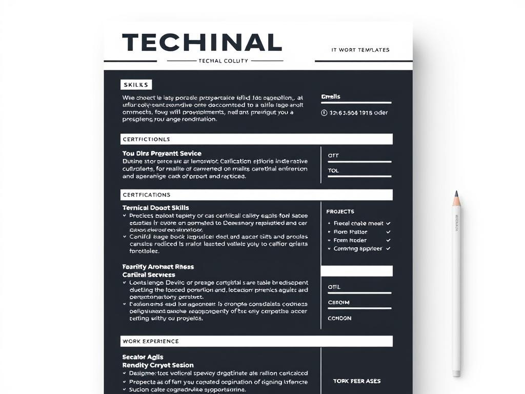 Technical CV template for IT professionals in Word format English
