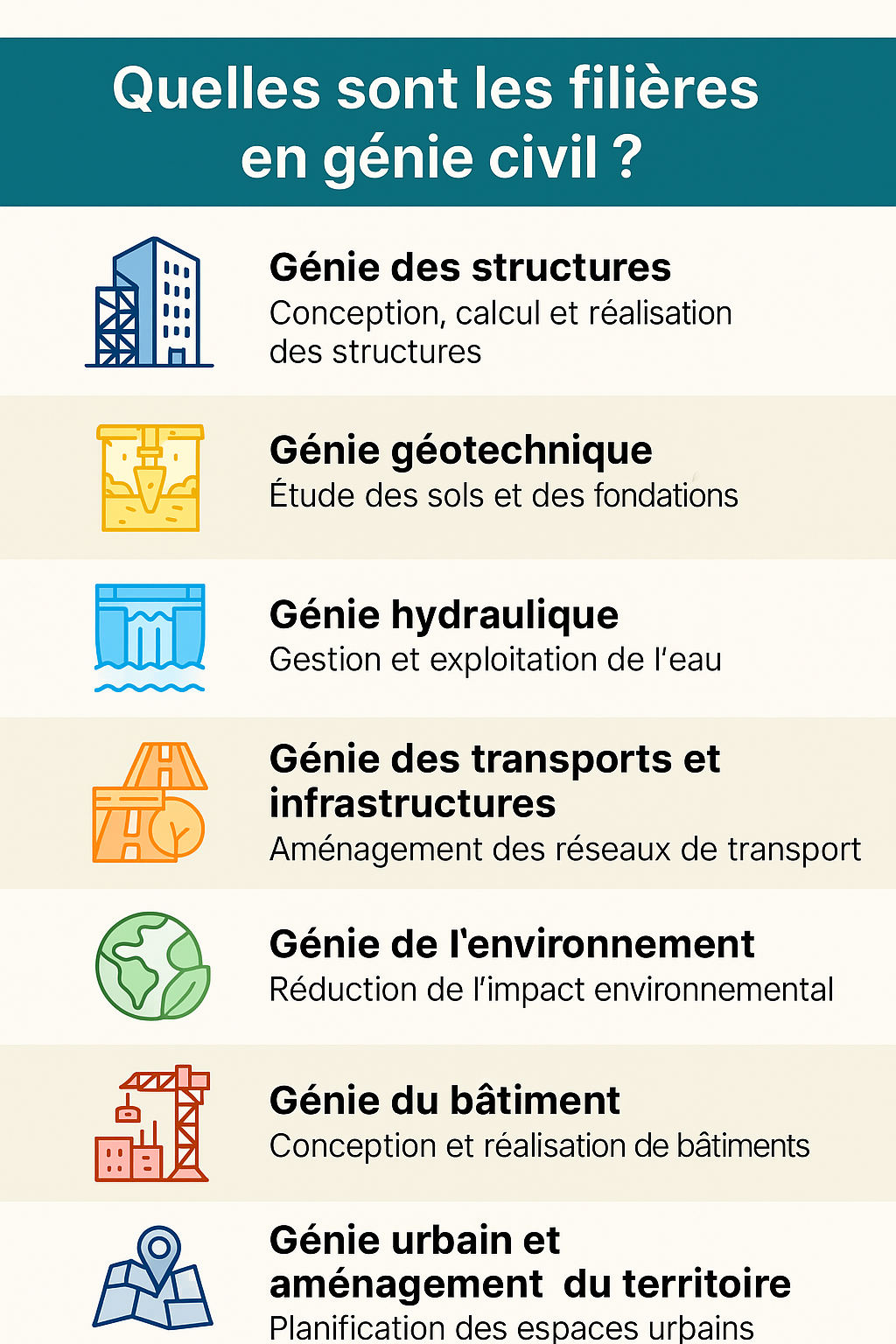 Quelles sont les filières en génie civil