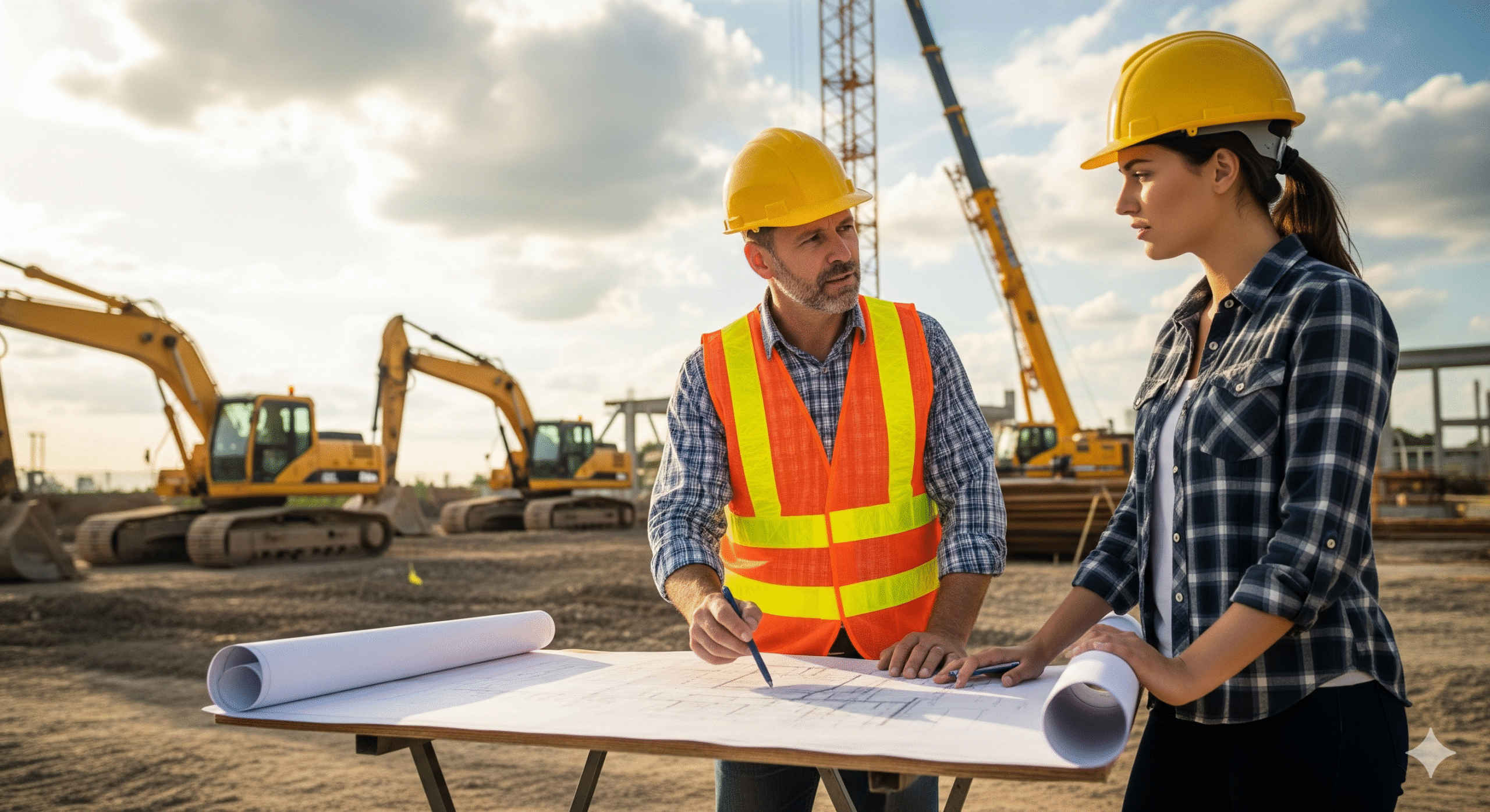 Ingénieur civil conseillant un client ou un promoteur sur un projet