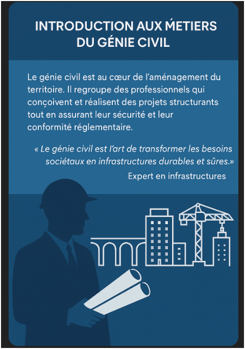 Quels sont les métiers du génie civil 