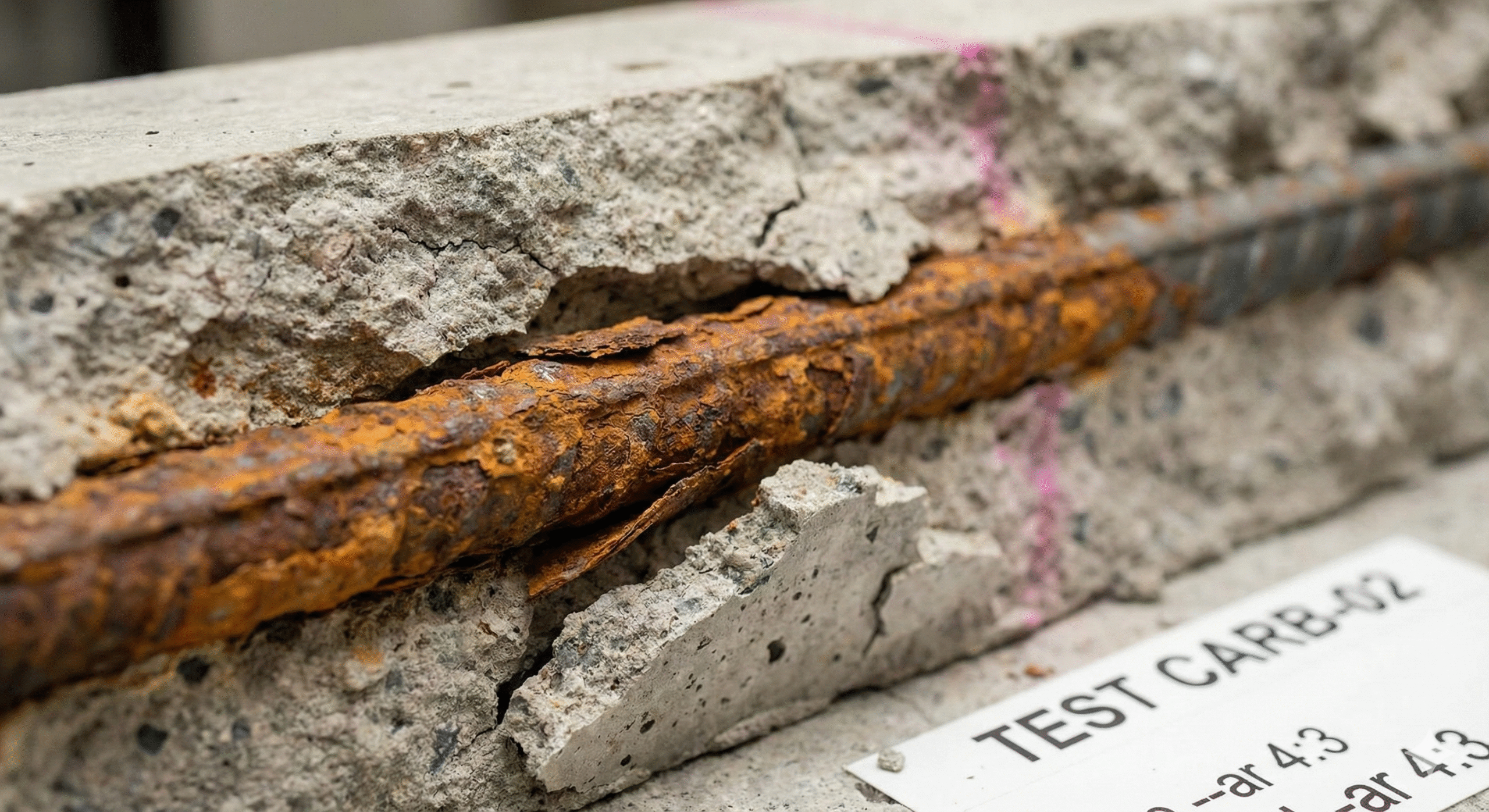 Corrosion des armatures en acier due a la carbonatation scaled