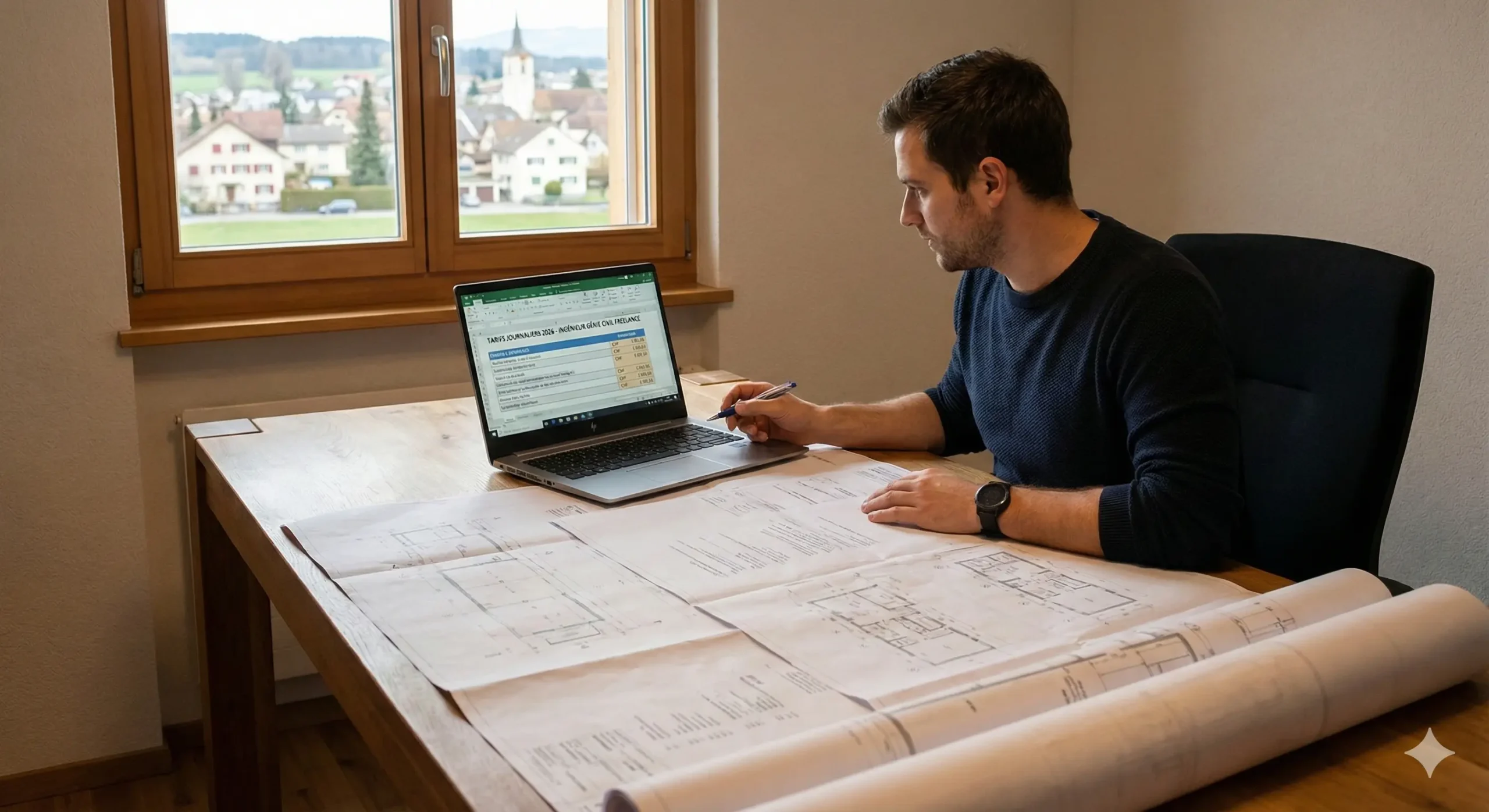 Ingénieur génie civil freelance consultant ses tarifs journaliers 2026 sur ordinateur