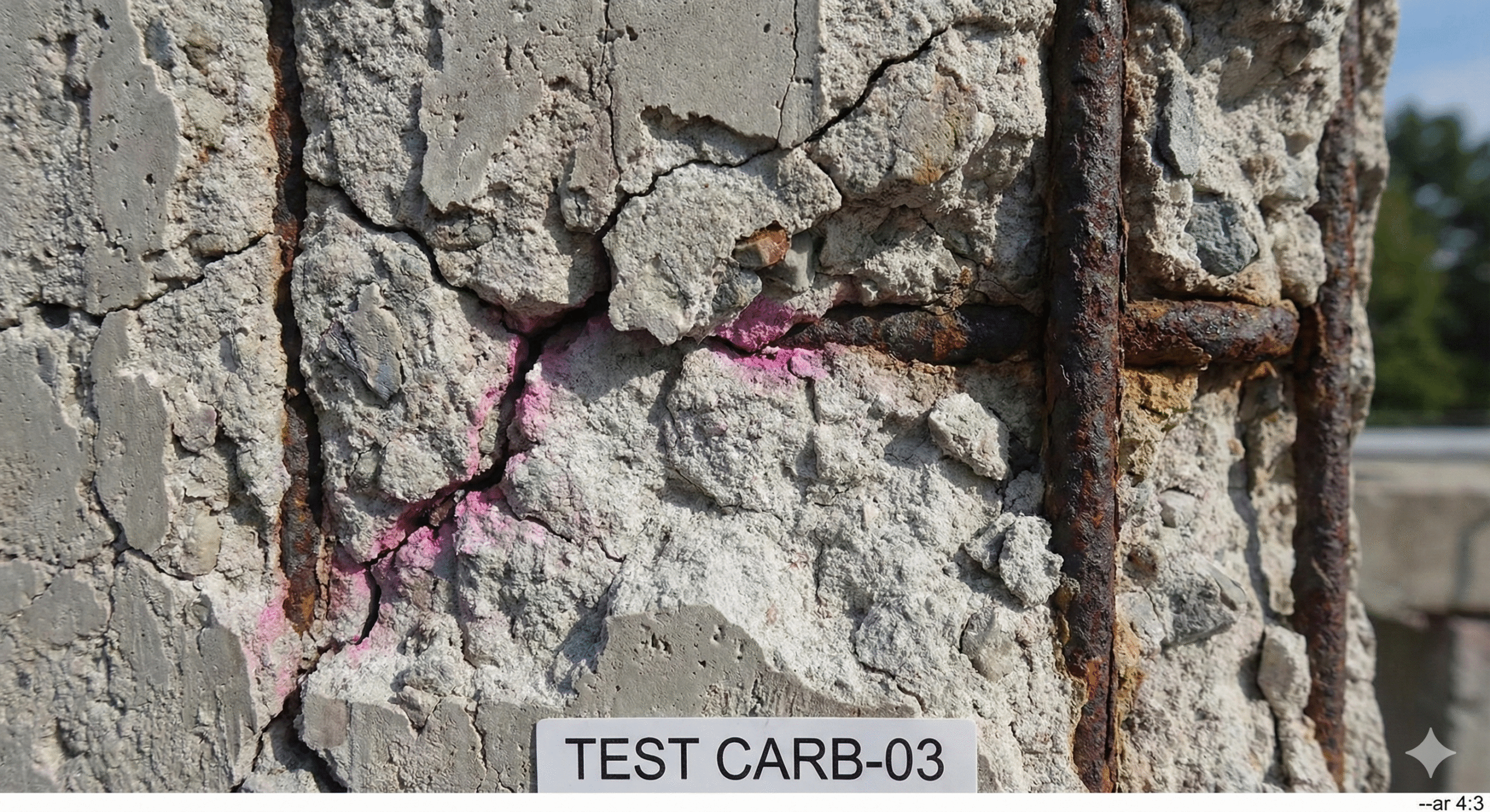 Une surface en beton endommagee par la carbonatation et le decollement scaled