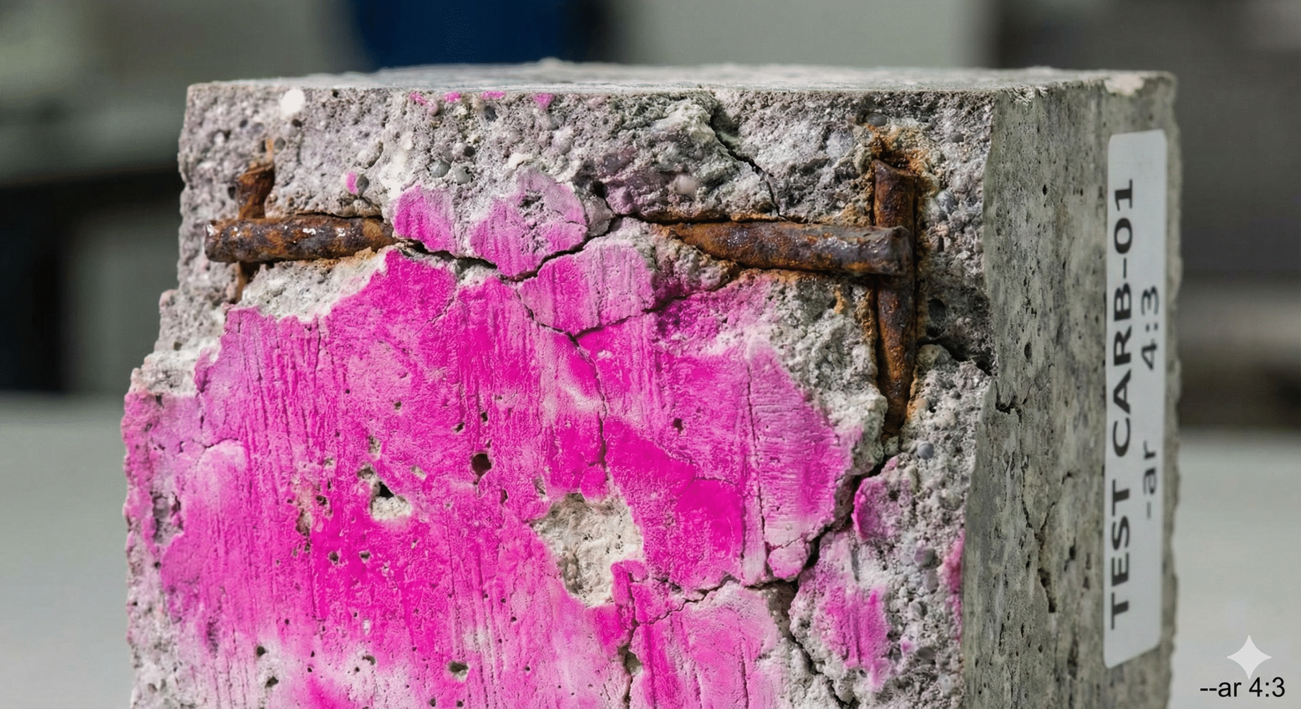 Diagnostic de la carbonatation du beton essai a la phenolphtaleine scaled