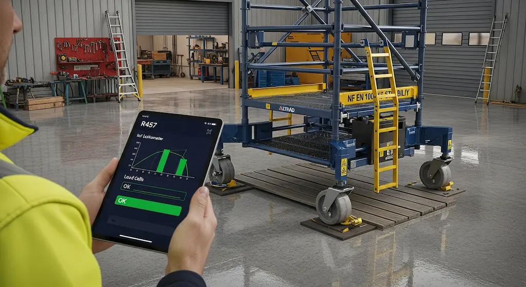 analyse technique prix location échafaudage roulant classe 3 NF EN 1004 ROI bureau ingénieur génie civil