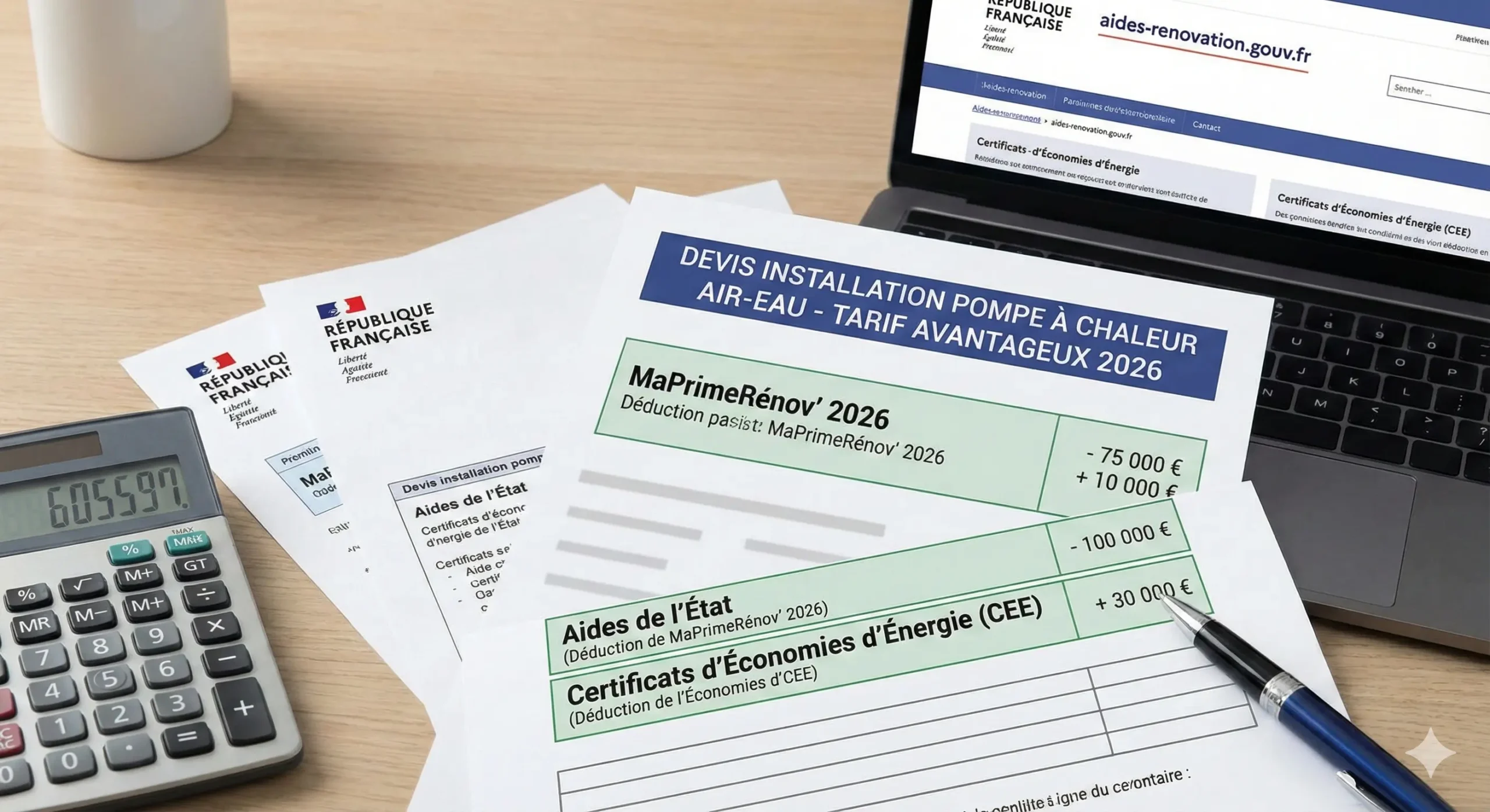 Devis pompe à chaleur avec aides MaPrimeRénov 2026