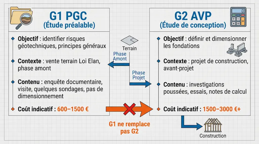 Comparatif Missions Géotechniques G1 PGC et G2 AVP