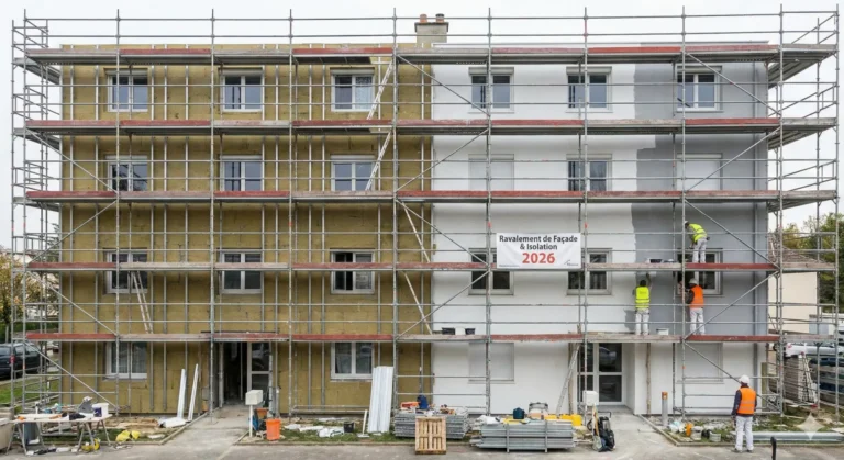 Ravalement façade immeuble avec isolation extérieure et peinture 2026