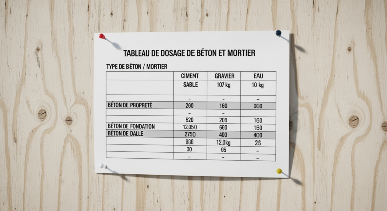Tableau de Dosage de Béton et Mortier : Le Guide Pratique (PDF) (Guide 2026)