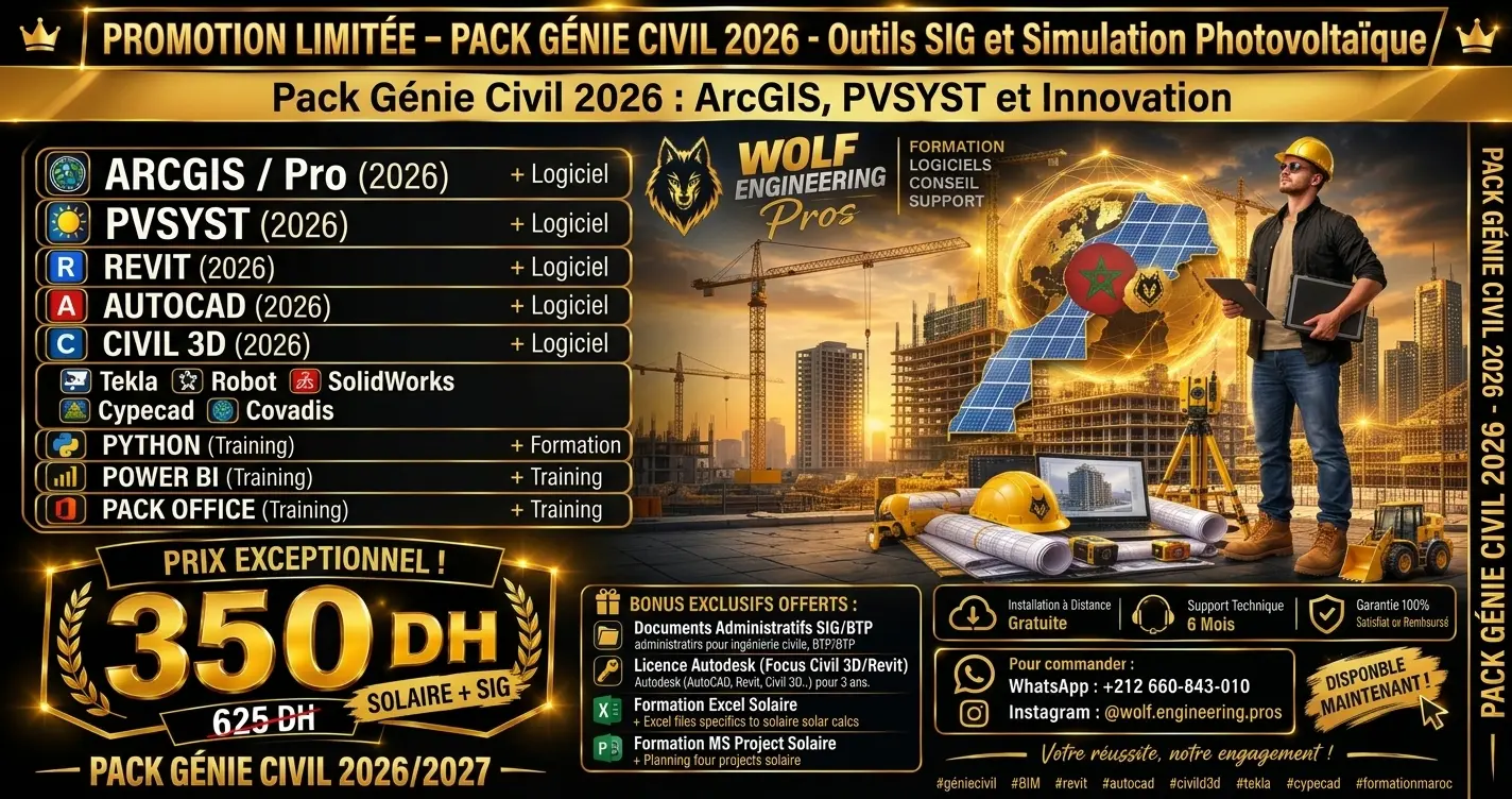 Pack Génie Civil 2026 - Outils SIG et Simulation Photovoltaïque